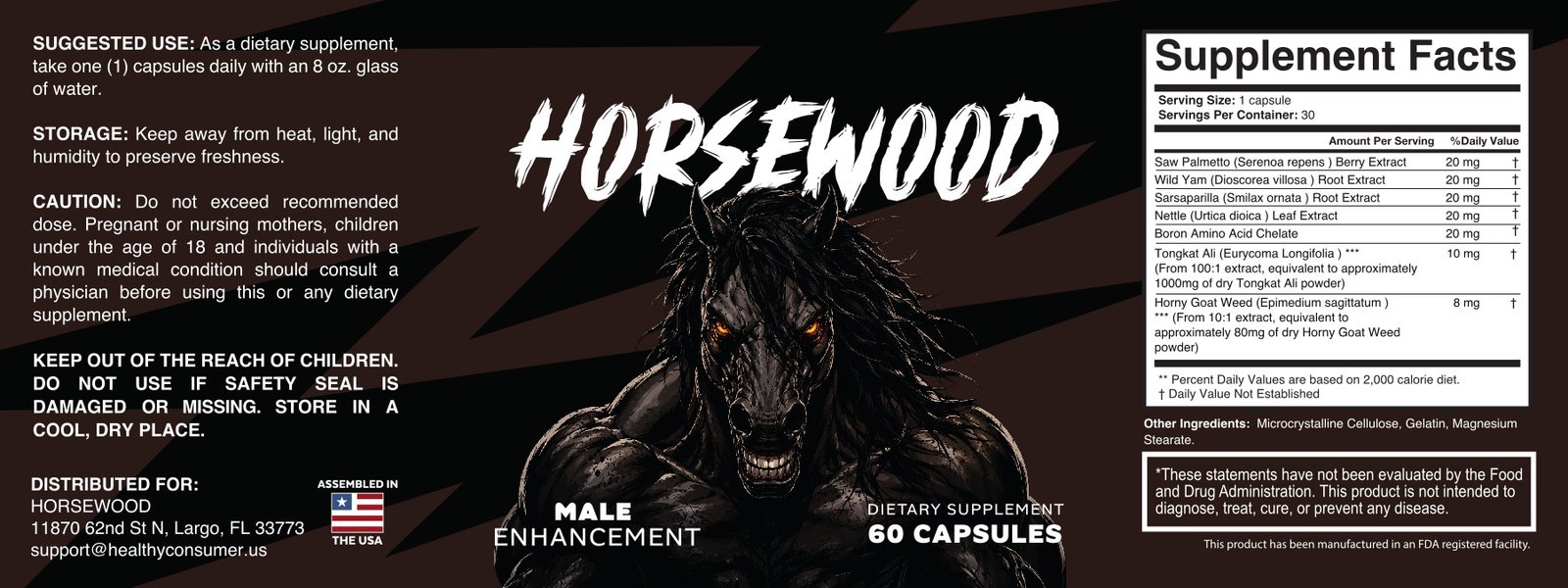 Horsewood supplement facts label